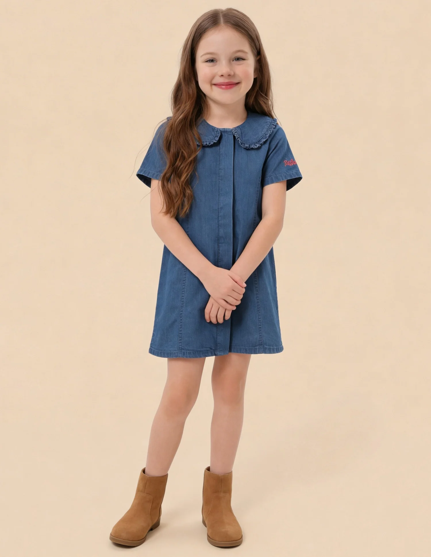 Solid Denim Dress - Image 3