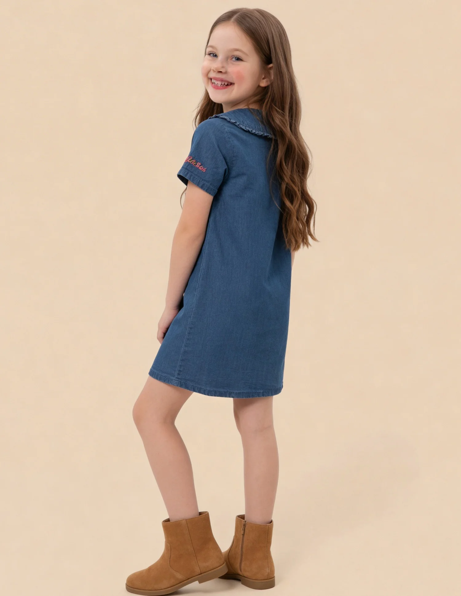 Solid Denim Dress - Image 4