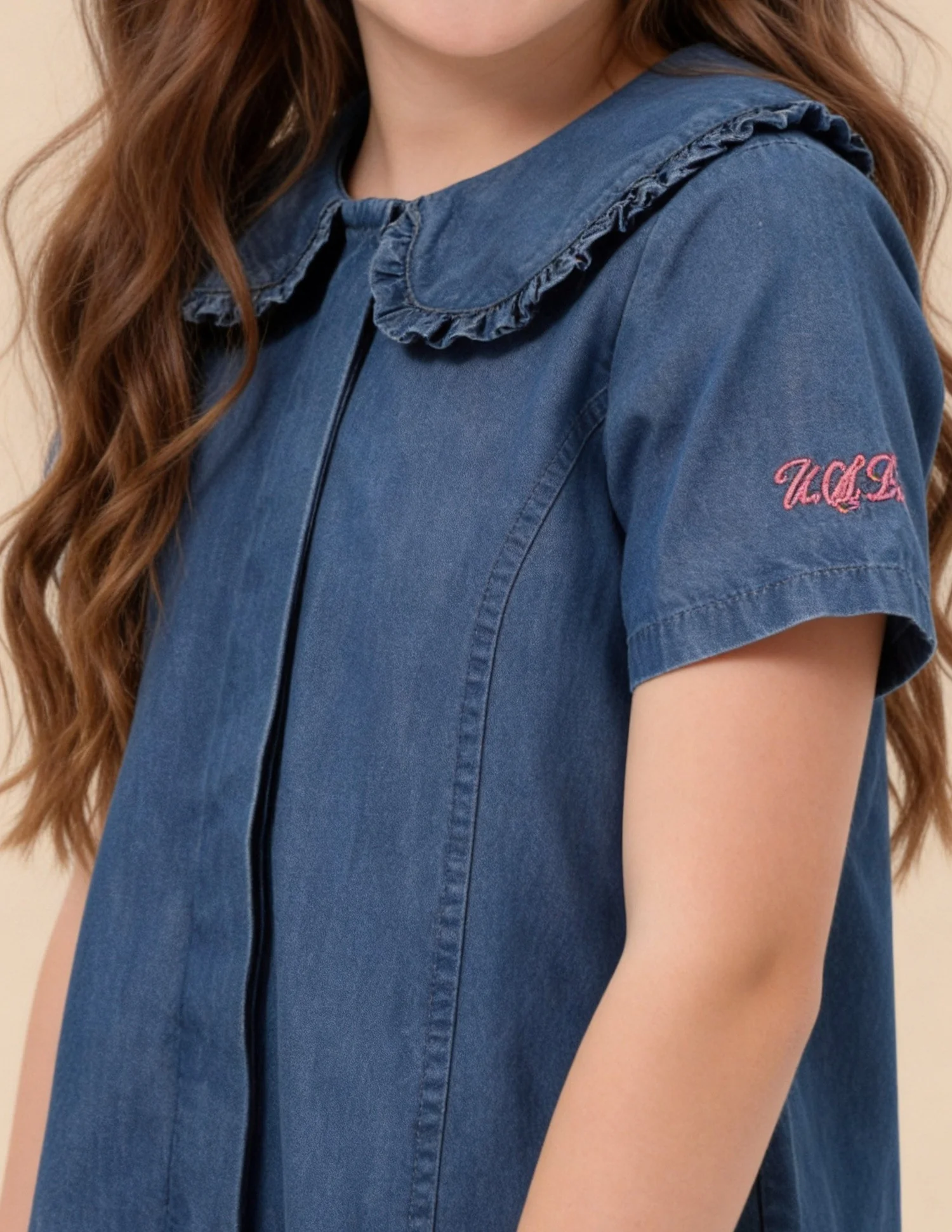 Solid Denim Dress - Image 5