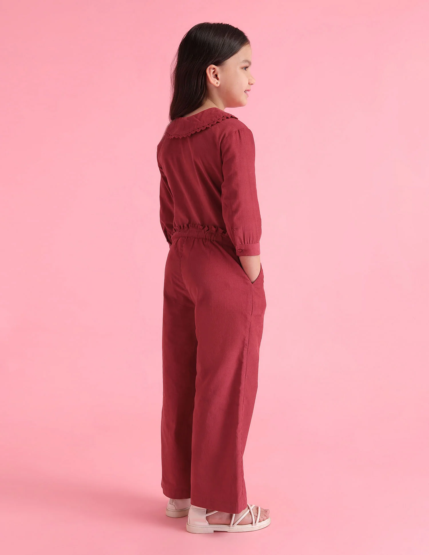 Girls Solid Flared Trousers - Image 4