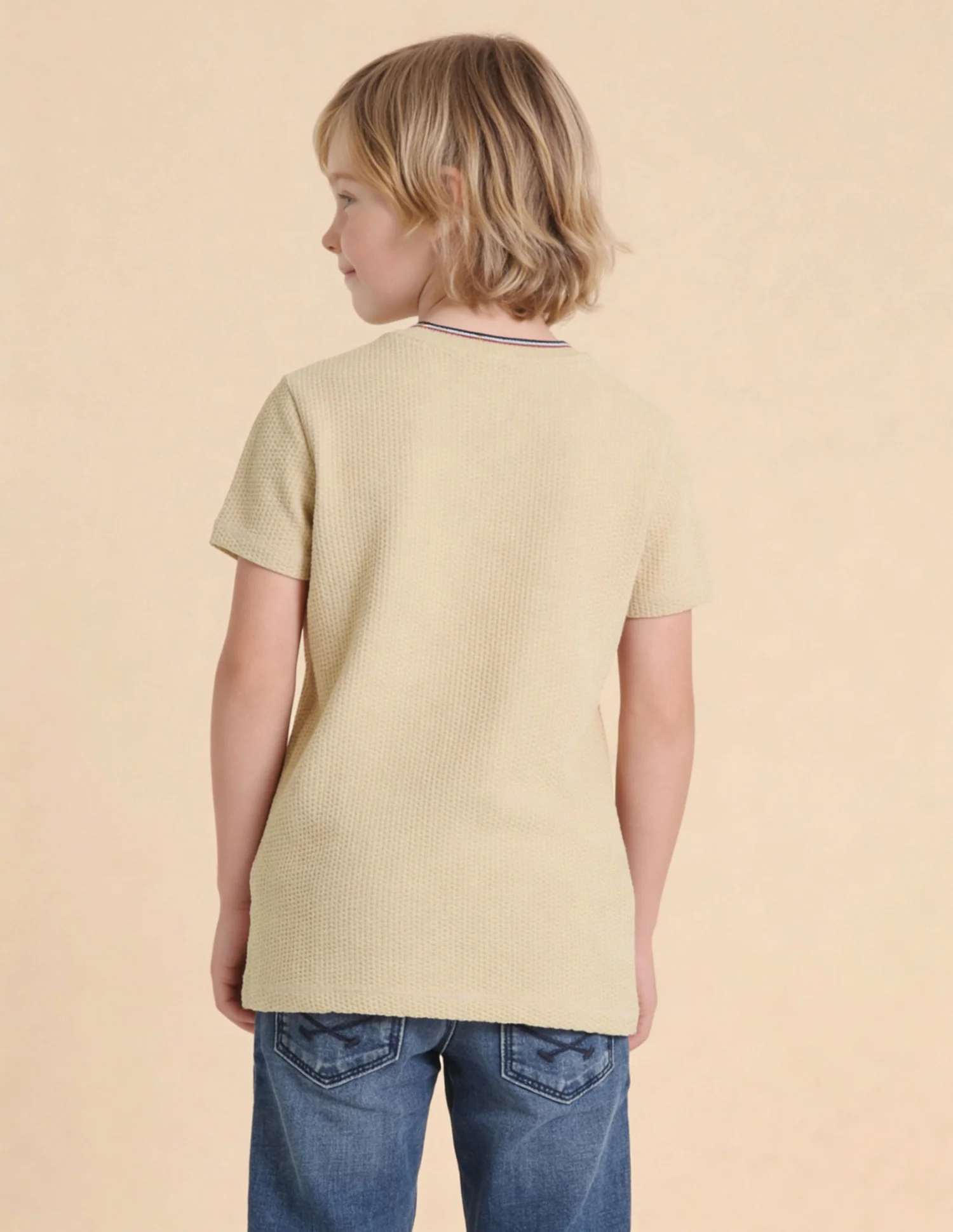Textured With Brand Embroidered Regular Fit T-Shirt - Image 5