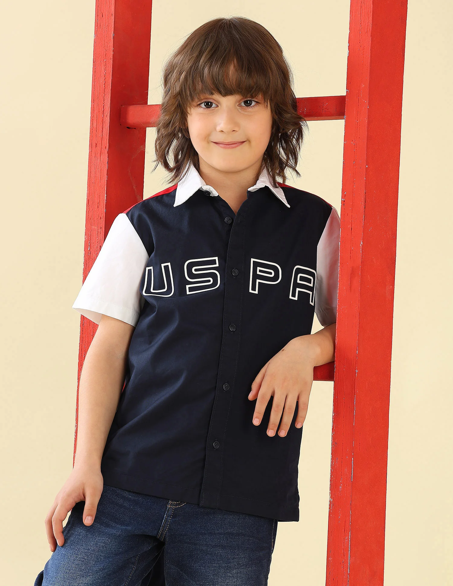 Twill Colorblocked Brand Printed Shirt