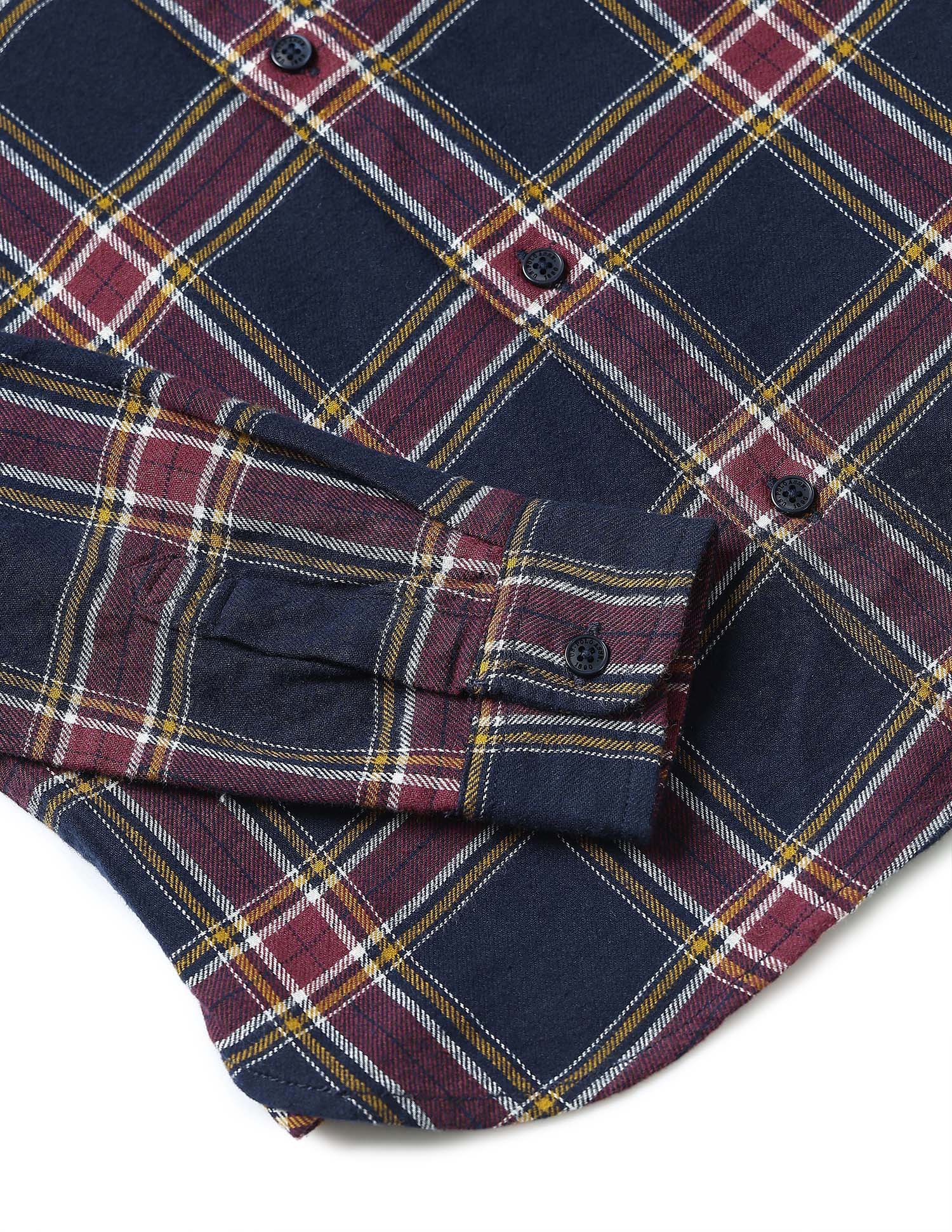 Twill Plaid Checked Hooded Shirt - Image 11