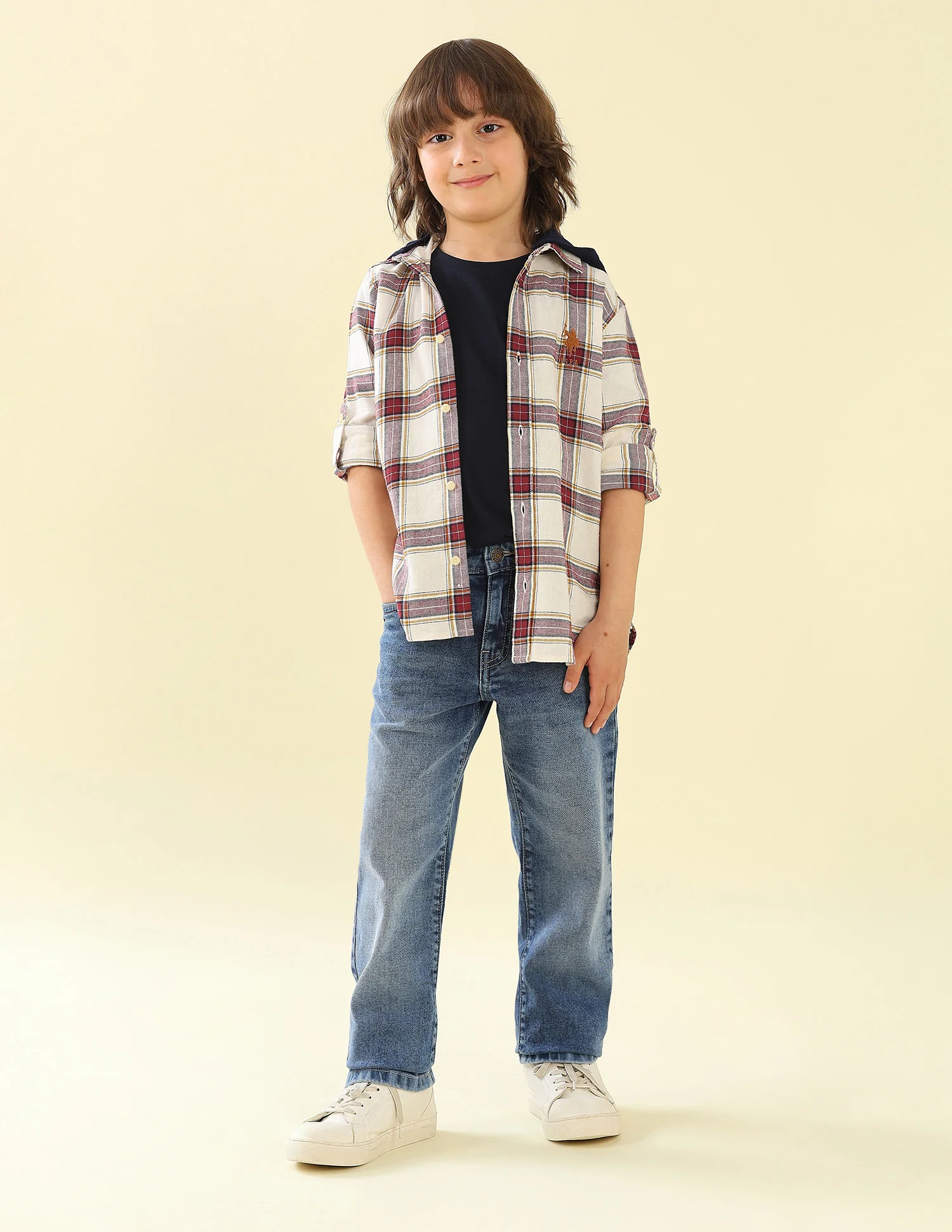 Twill Plaid Checked Hooded Shirt - Image 3