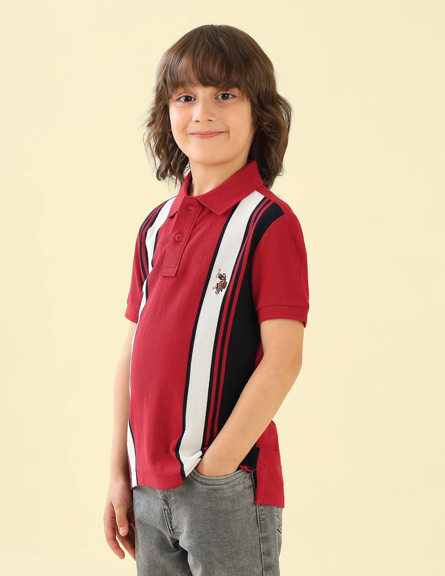 Vertical Striped Regular Fit Polo Shirt - Image 4