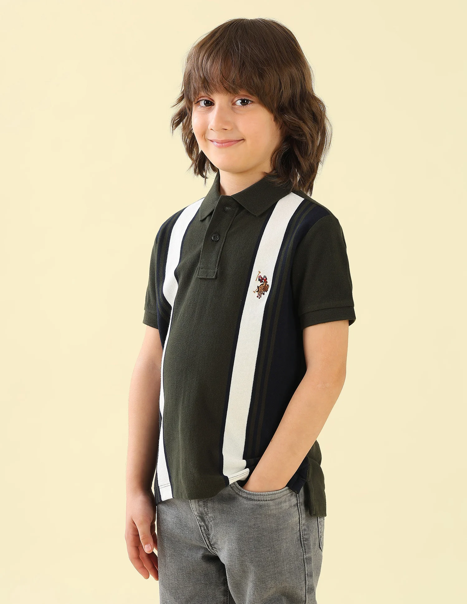 Vertical Striped Regular Fit Polo Shirt - Image 4