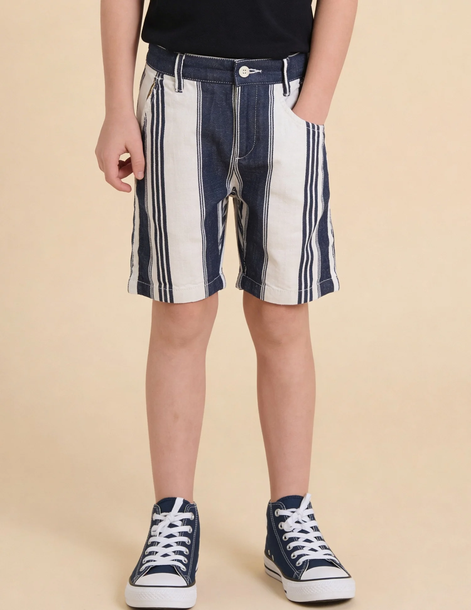 Vertical Striped Relaxed Fit Shorts - Image 3