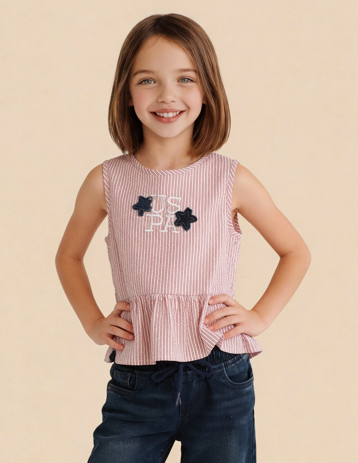 Vertical Striped Star Applique Top - Image 4