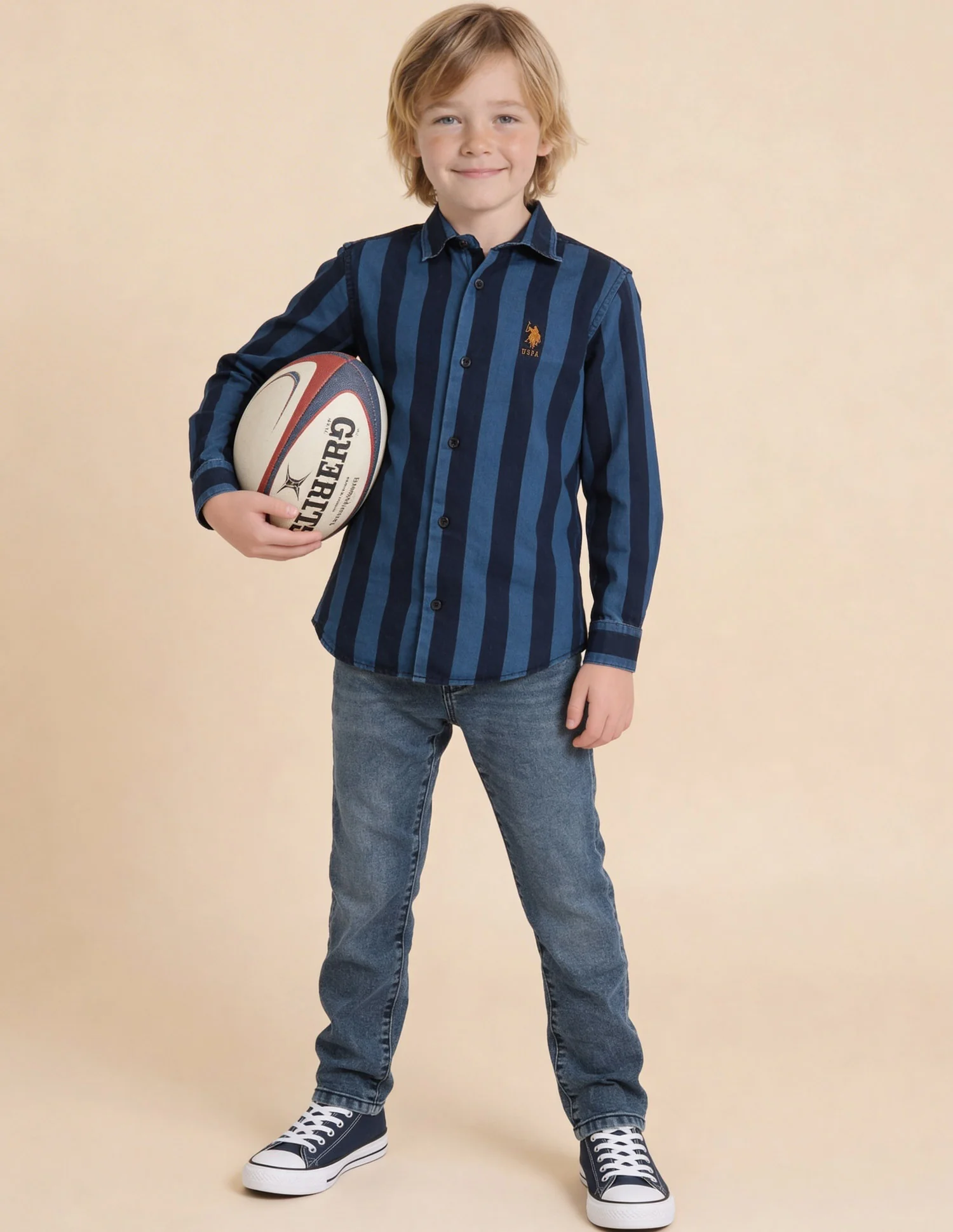 Vertical Striped Twill Weave Shirt
