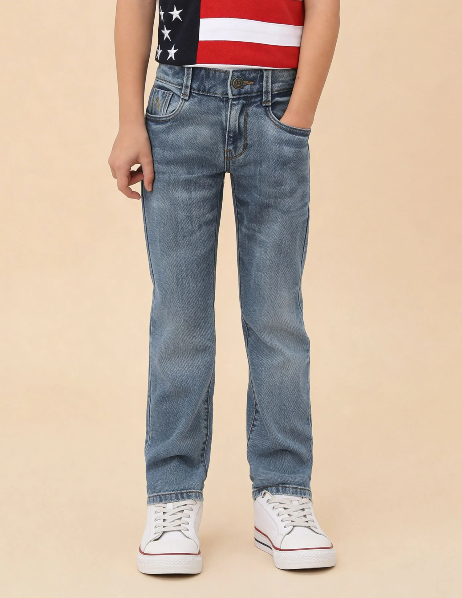 Whiskered Relaxed Fit Jeans - Image 3