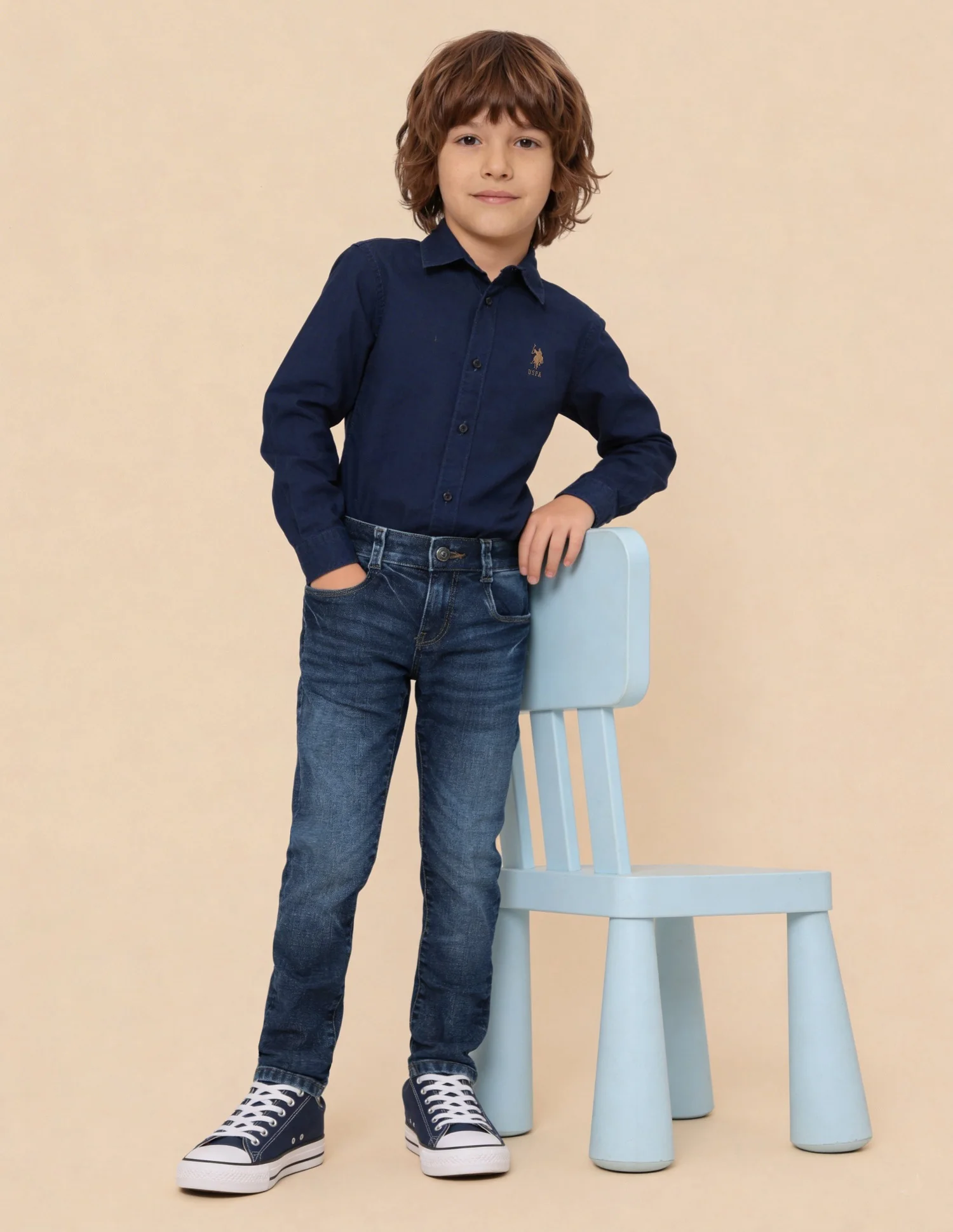 Whiskered Slim Fit Jeans