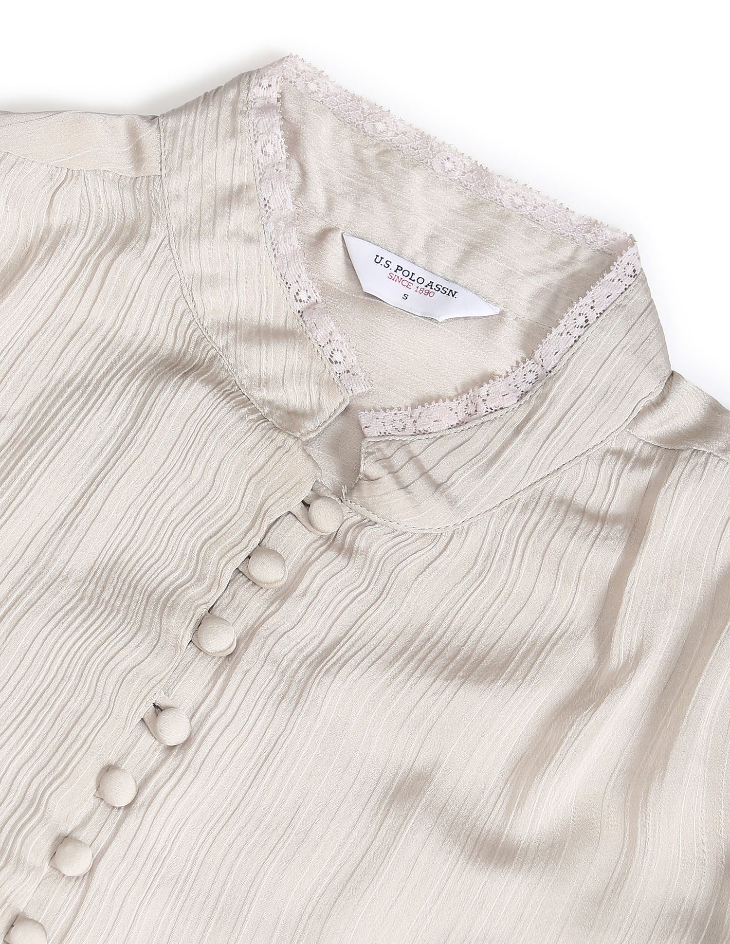 Lace Detail Solid Shirt - Image 2