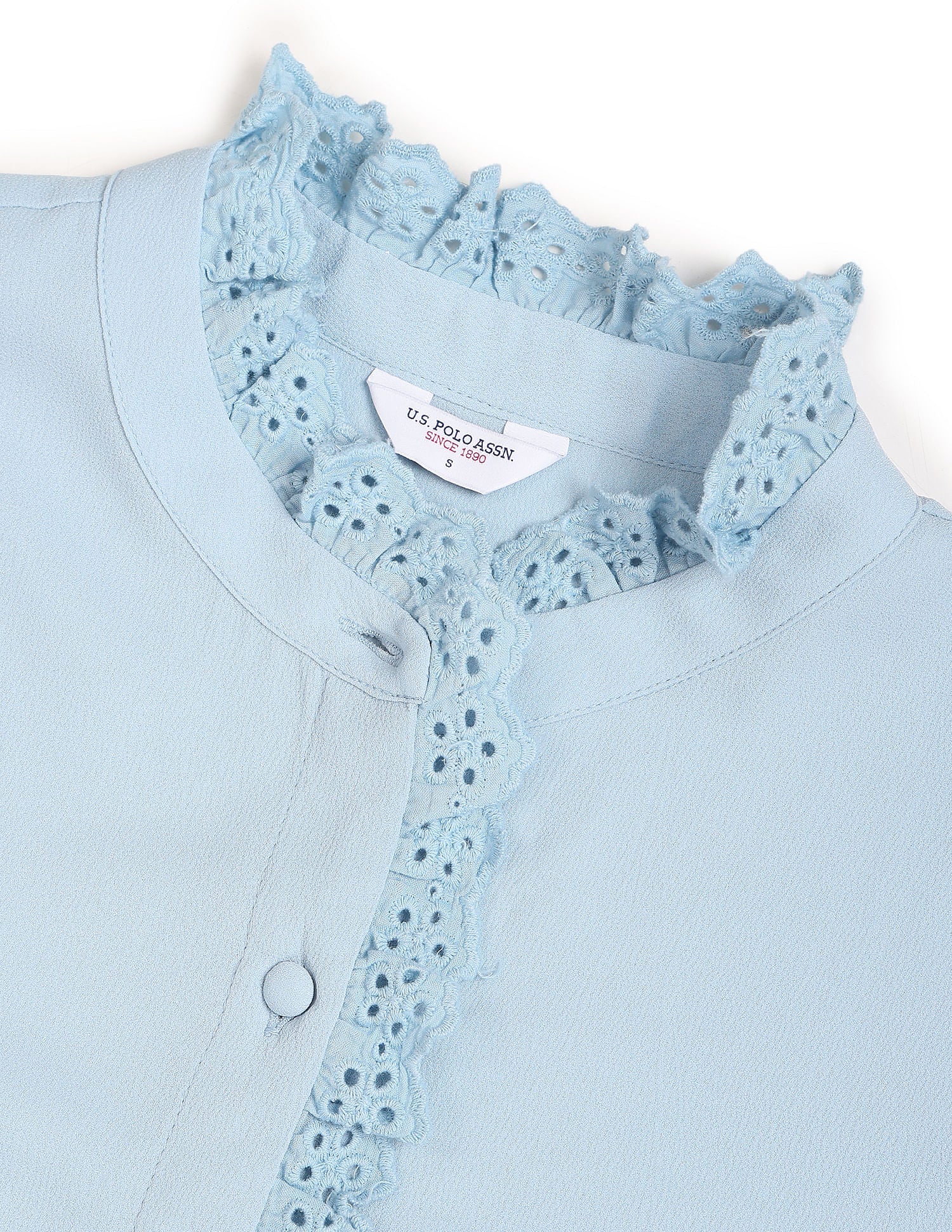 Lace Placket Solid Top - Image 2