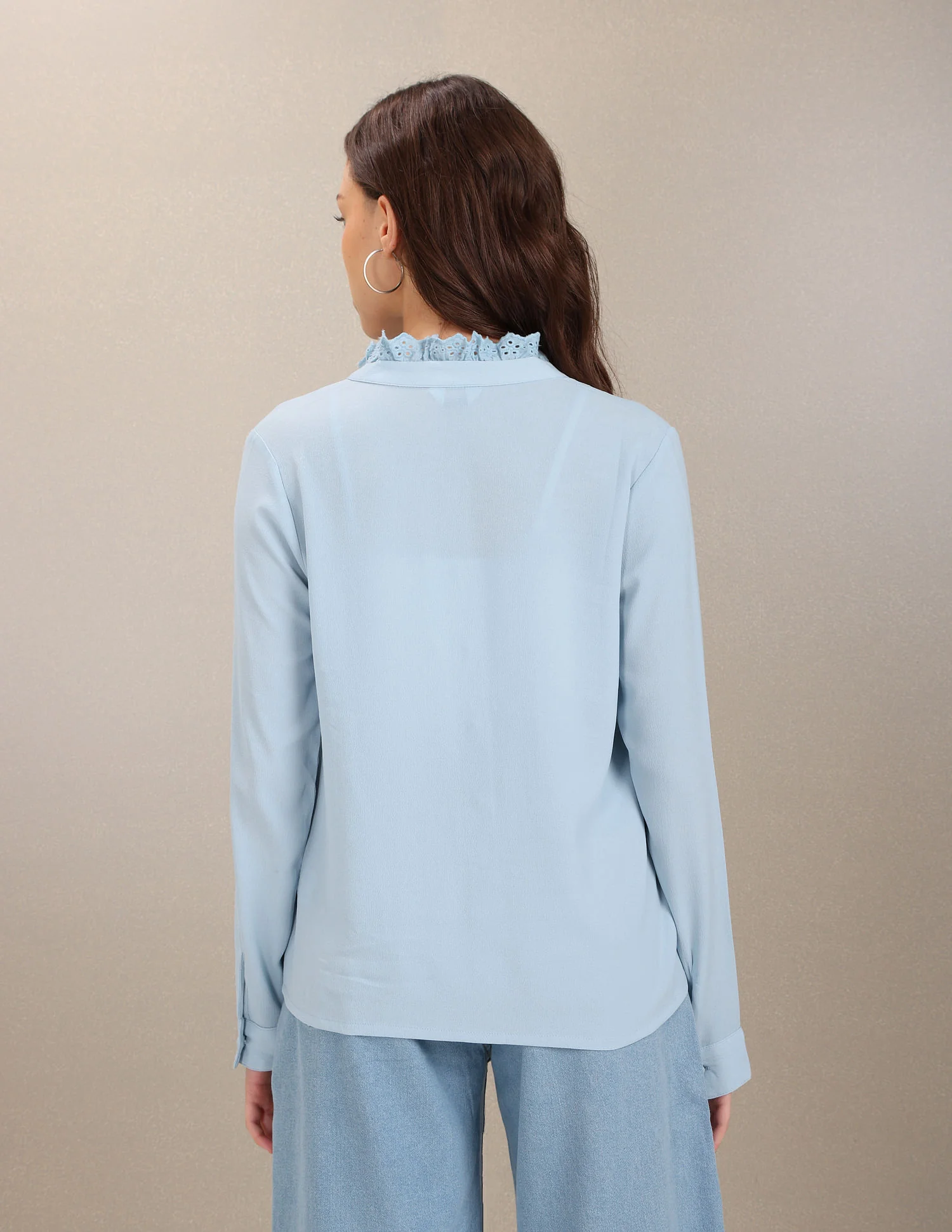 Lace Placket Solid Top - Image 5