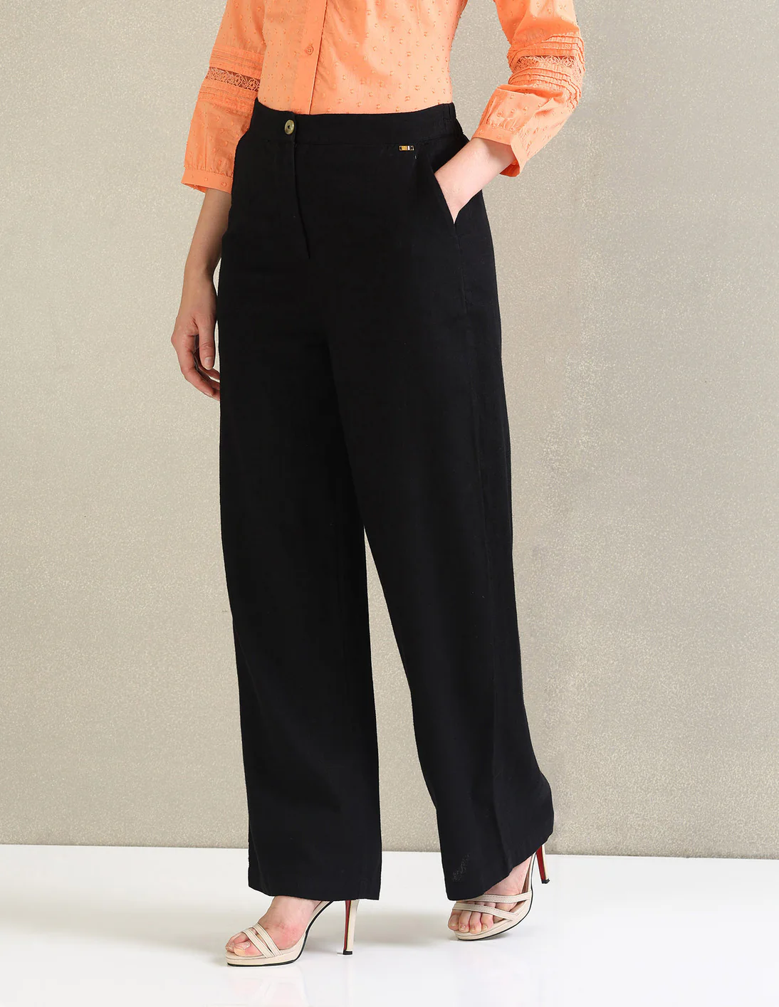 Linen Wide Leg Trousers - Image 4