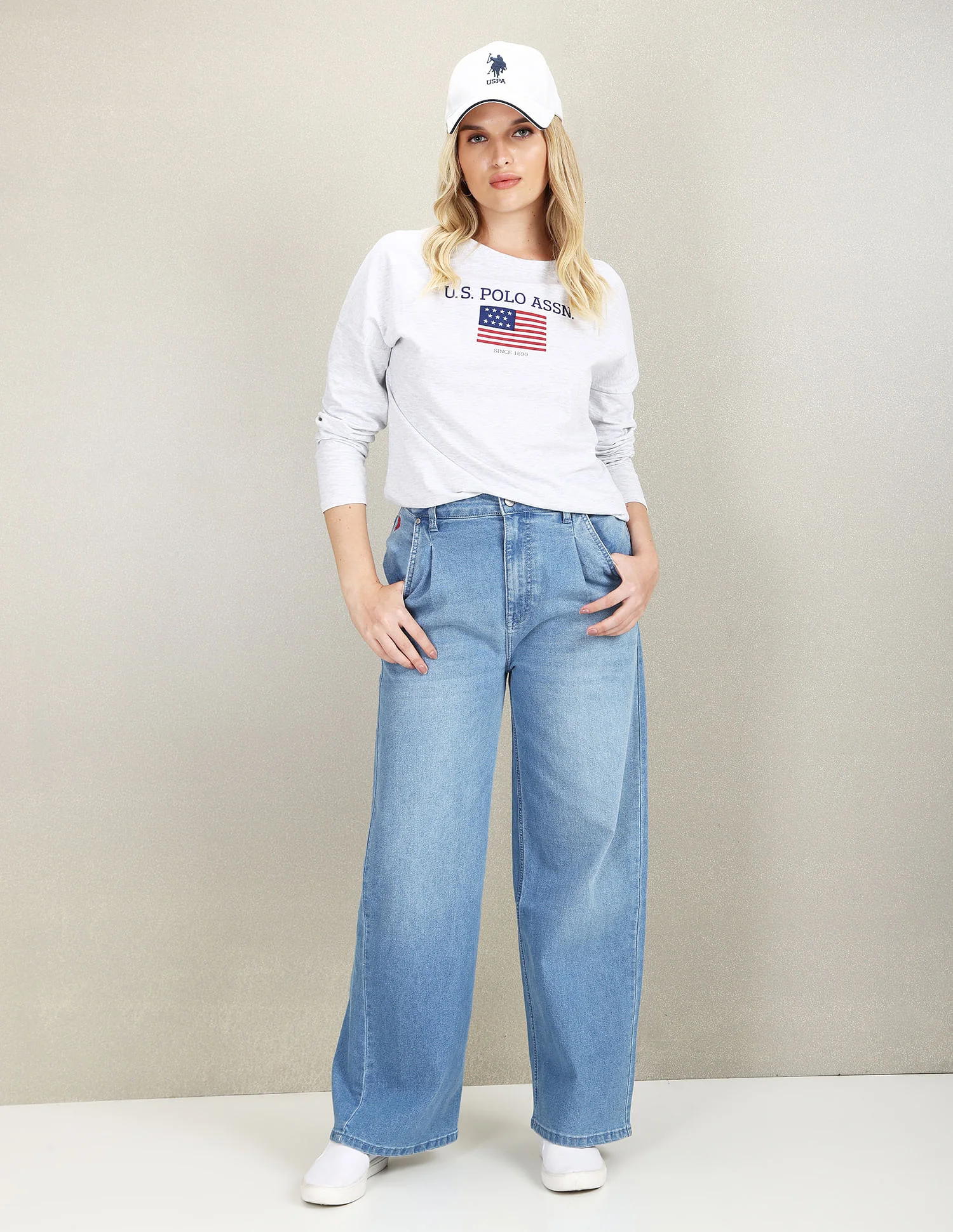 Long Sleeve Flag Print Heathered T-Shirt - Image 3