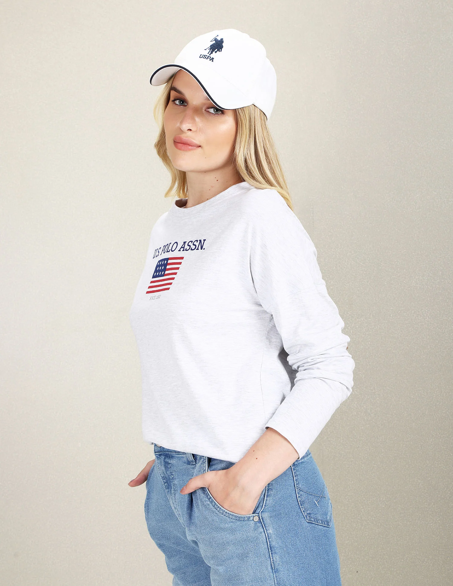 Long Sleeve Flag Print Heathered T-Shirt - Image 4