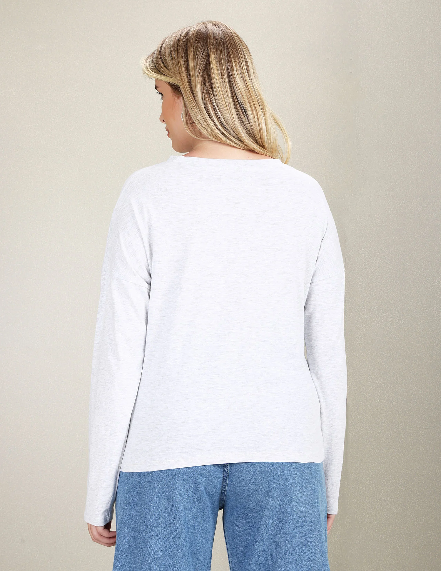 Long Sleeve Flag Print Heathered T-Shirt - Image 5