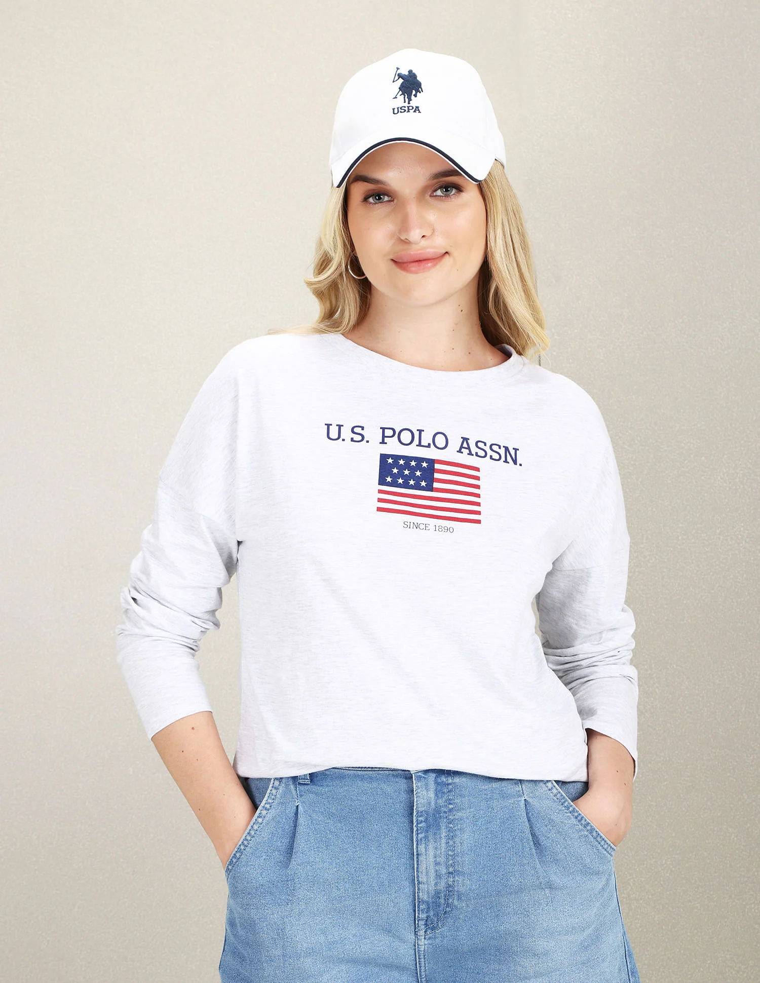 Long Sleeve Flag Print Heathered T-Shirt - Image 6