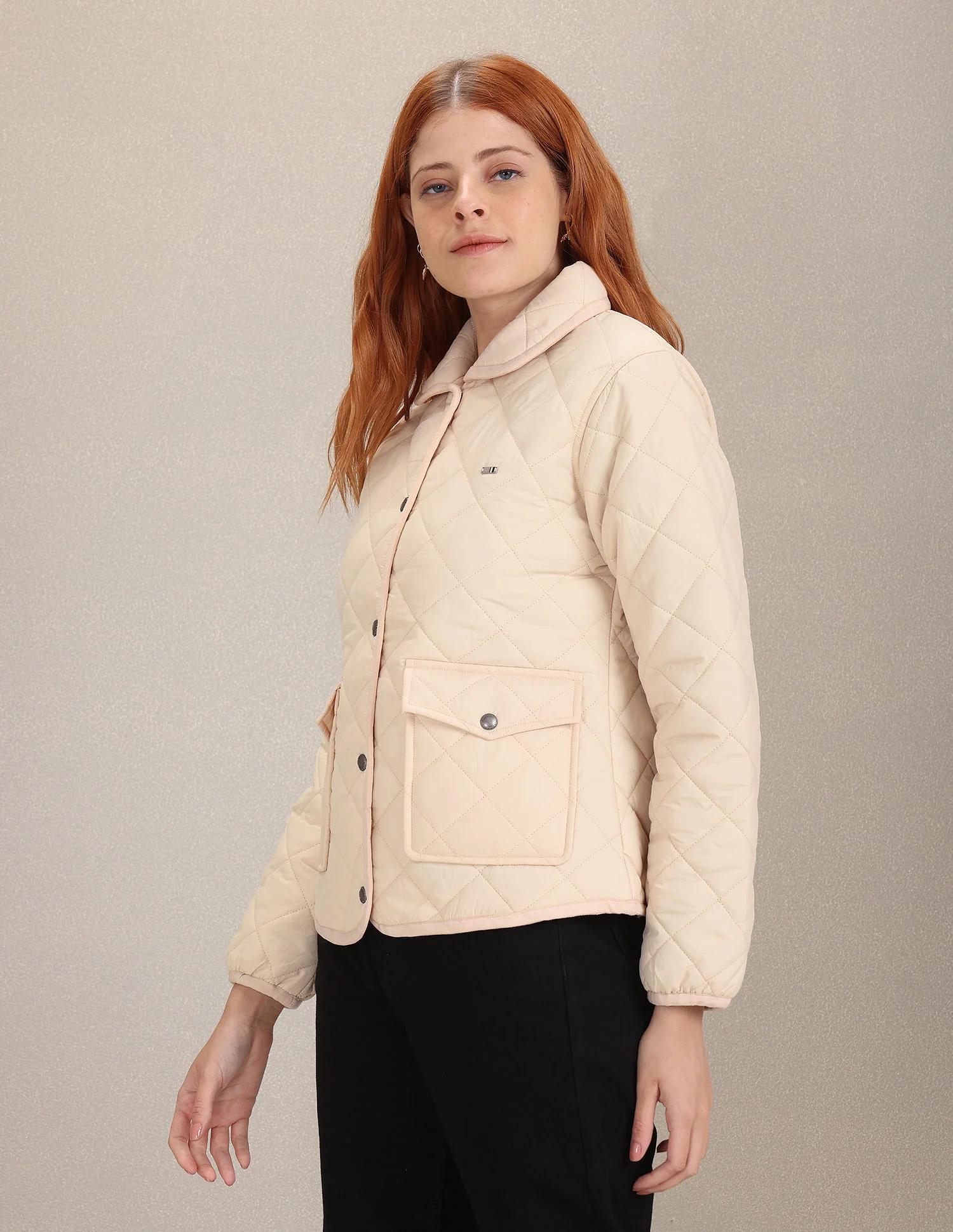 Long Sleeve Solid Quilted Jacket - Image 4