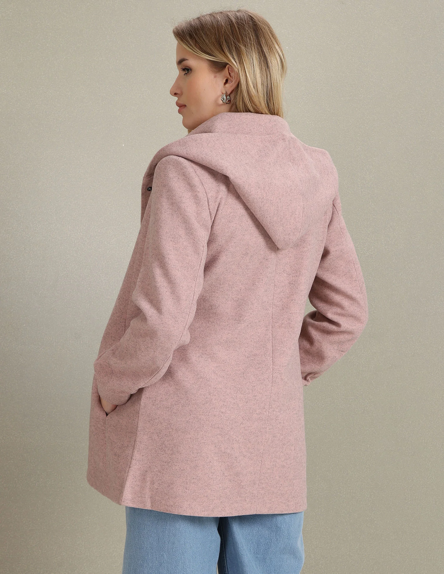 Longline Heathered Hooded Jacket - Image 5