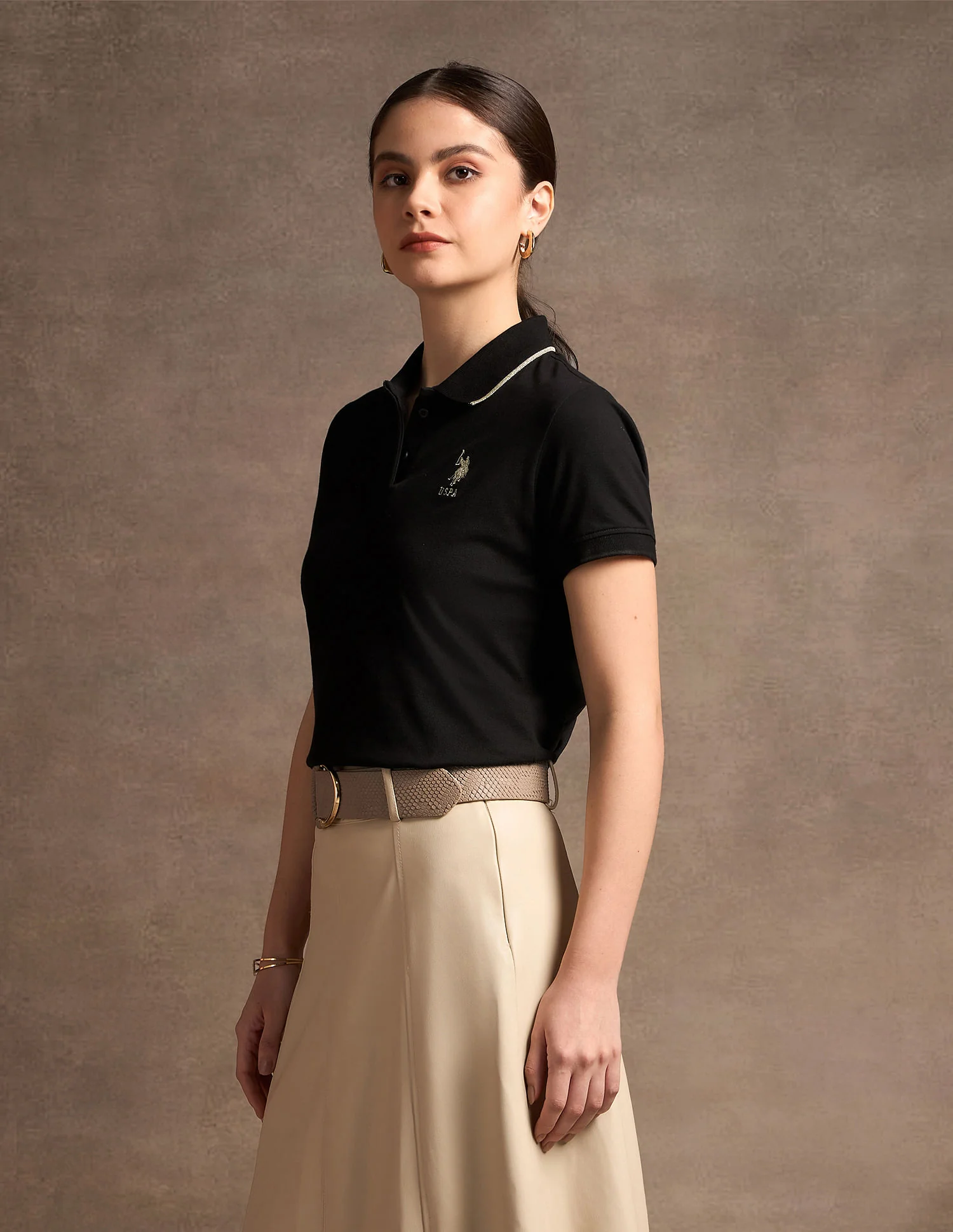 Lurex Tipped Solid Polo Shirt - Image 4