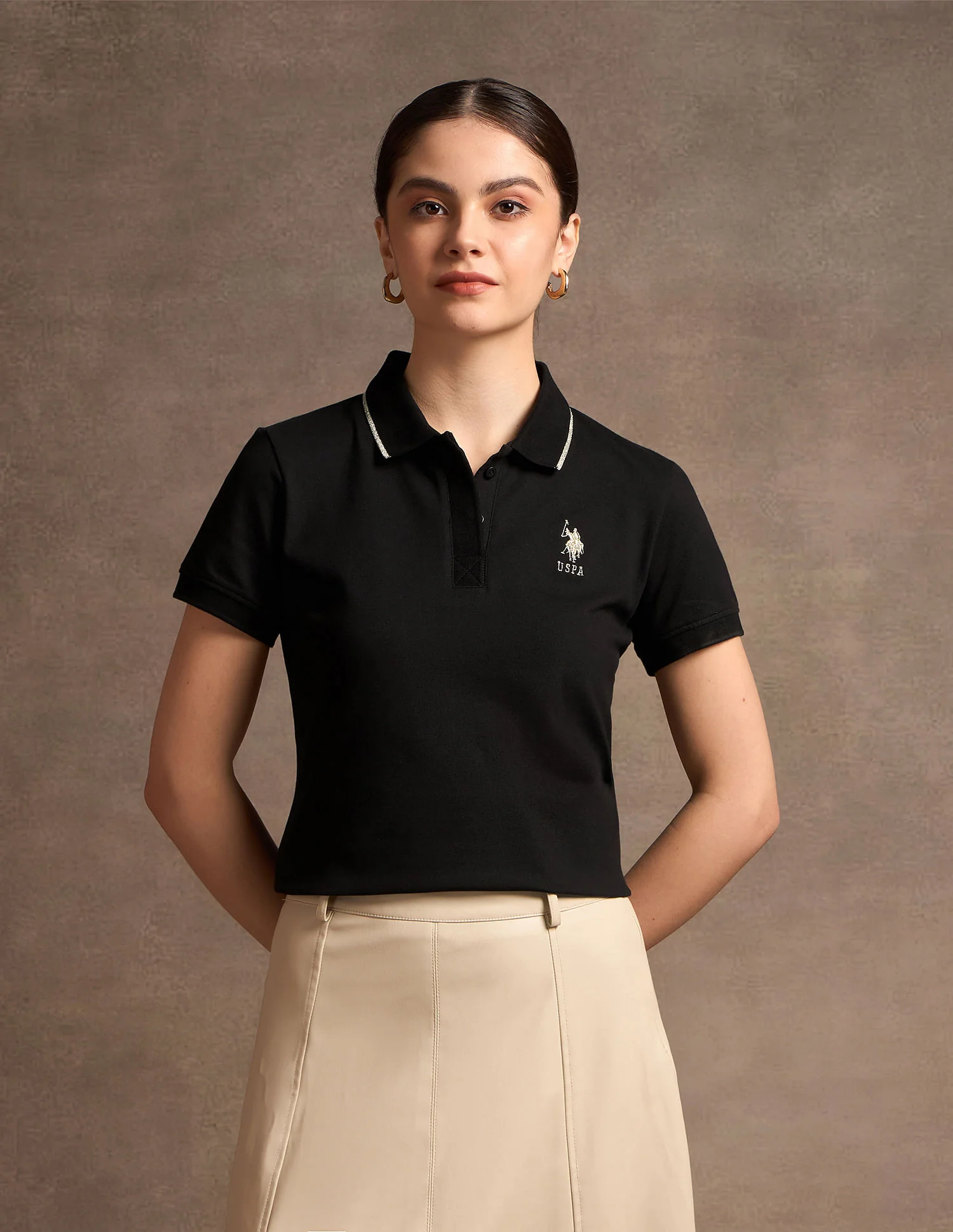 Lurex Tipped Solid Polo Shirt - Image 6
