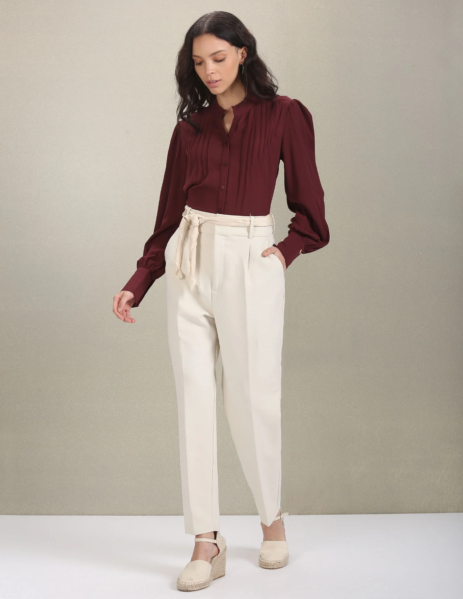 Mandarin Collar Long Sleeve Top - Image 3