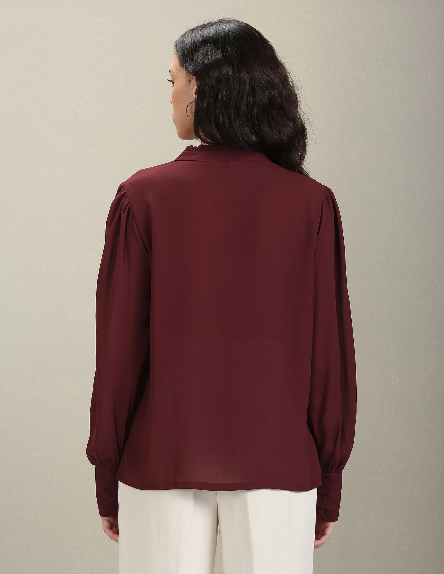 Mandarin Collar Long Sleeve Top - Image 5