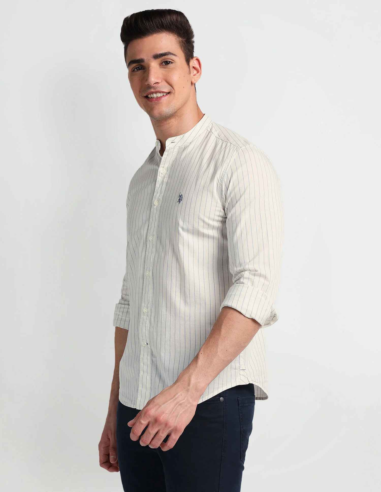 Mandarin Collar Slim Fit Shirt - Image 4