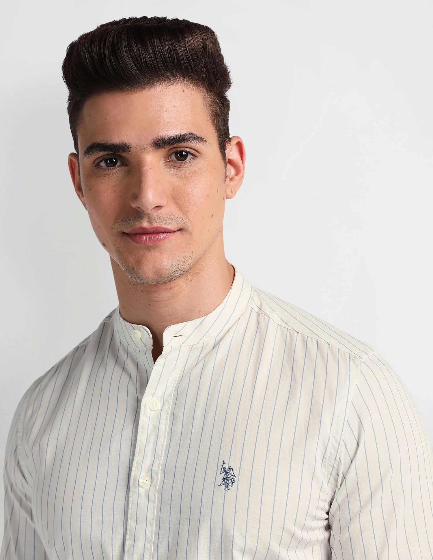 Mandarin Collar Slim Fit Shirt - Image 7