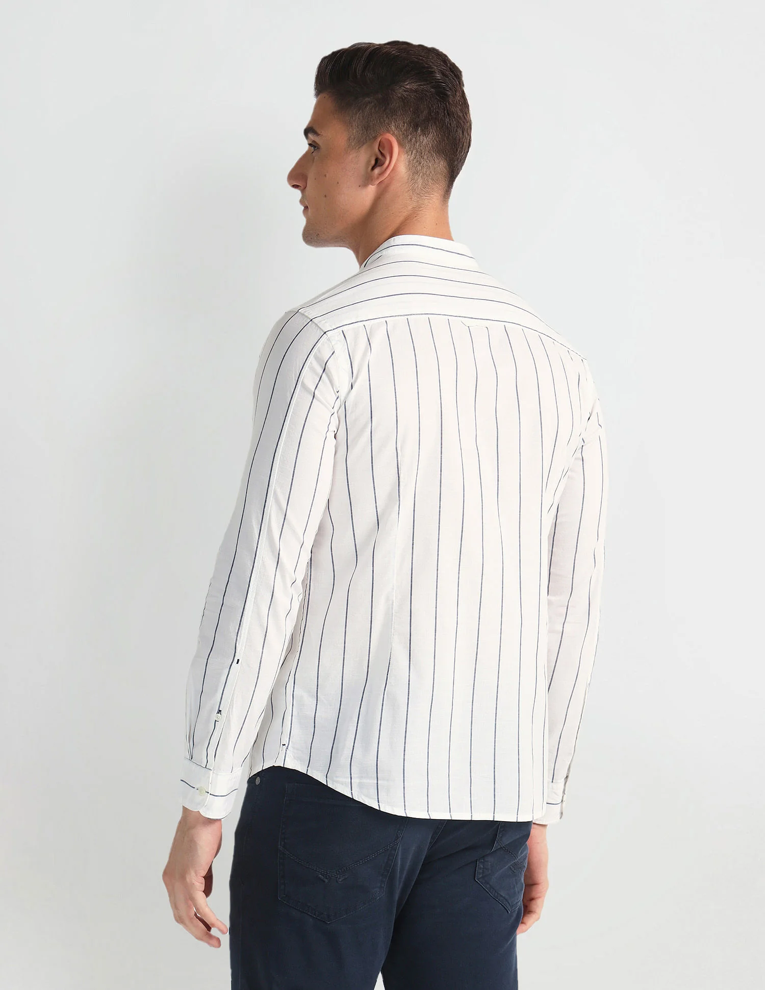 Mandarin Collar Striped Shirt - Image 5