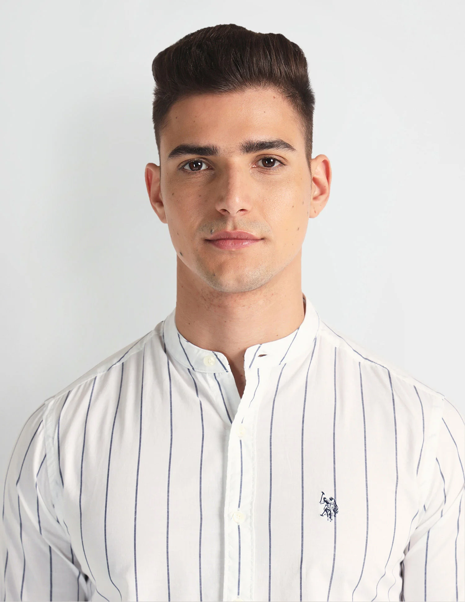 Mandarin Collar Striped Shirt - Image 7