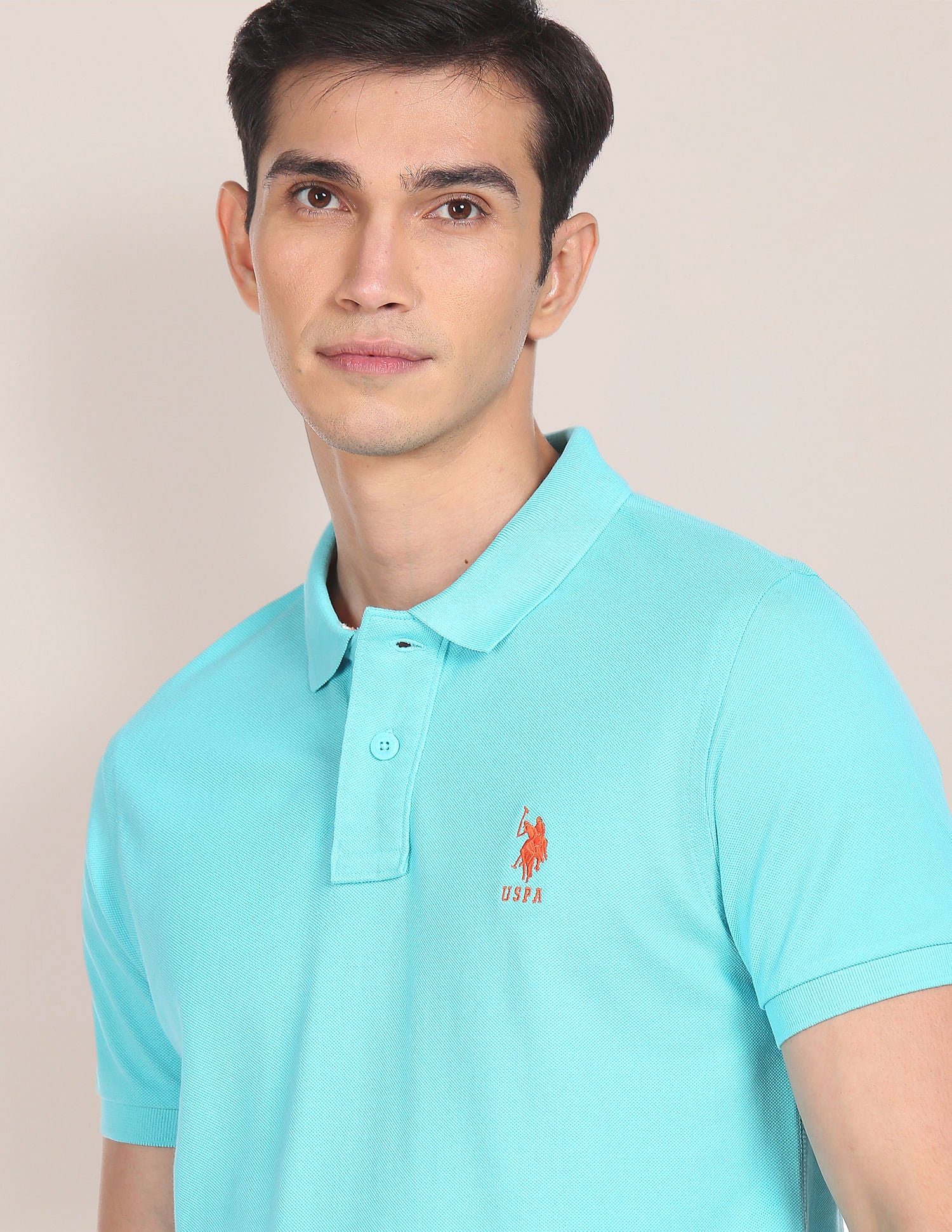 Ribbed Collar Solid Polo Shirt - Image 6