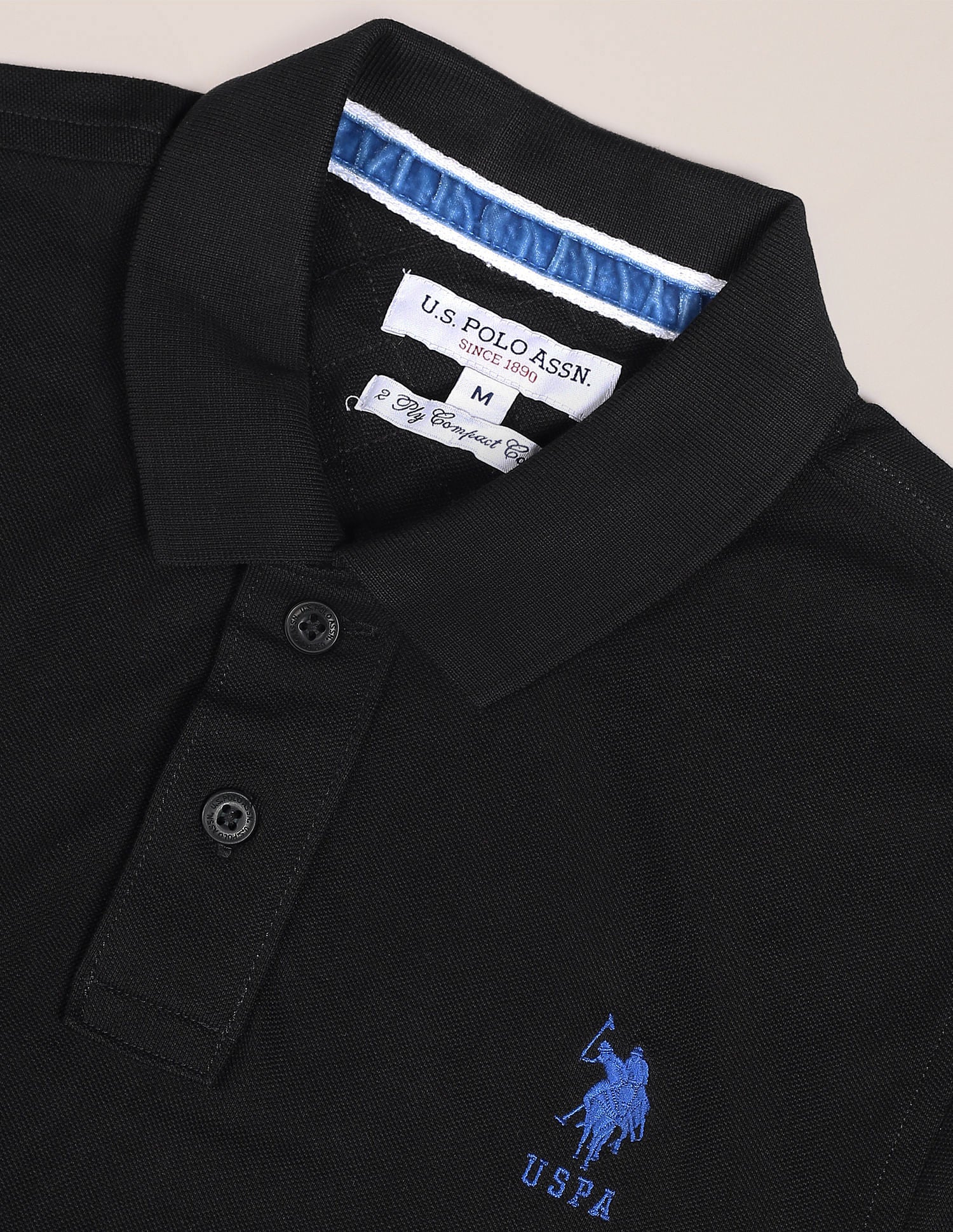 Ribbed Collar Solid Polo Shirt - Image 2