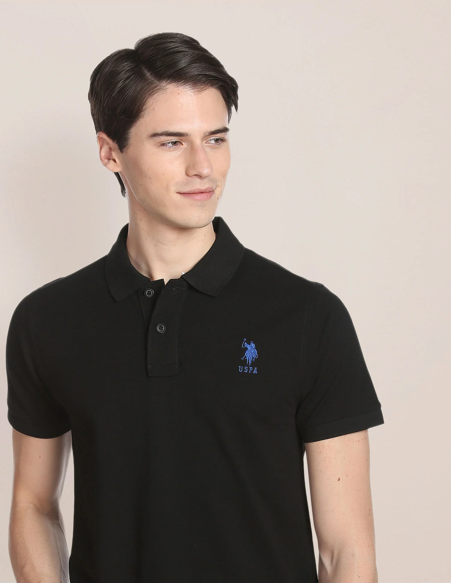 Ribbed Collar Solid Polo Shirt - Image 6