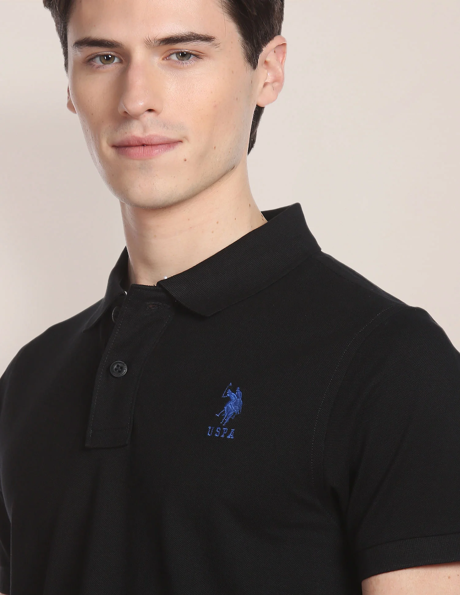 Ribbed Collar Solid Polo Shirt - Image 7