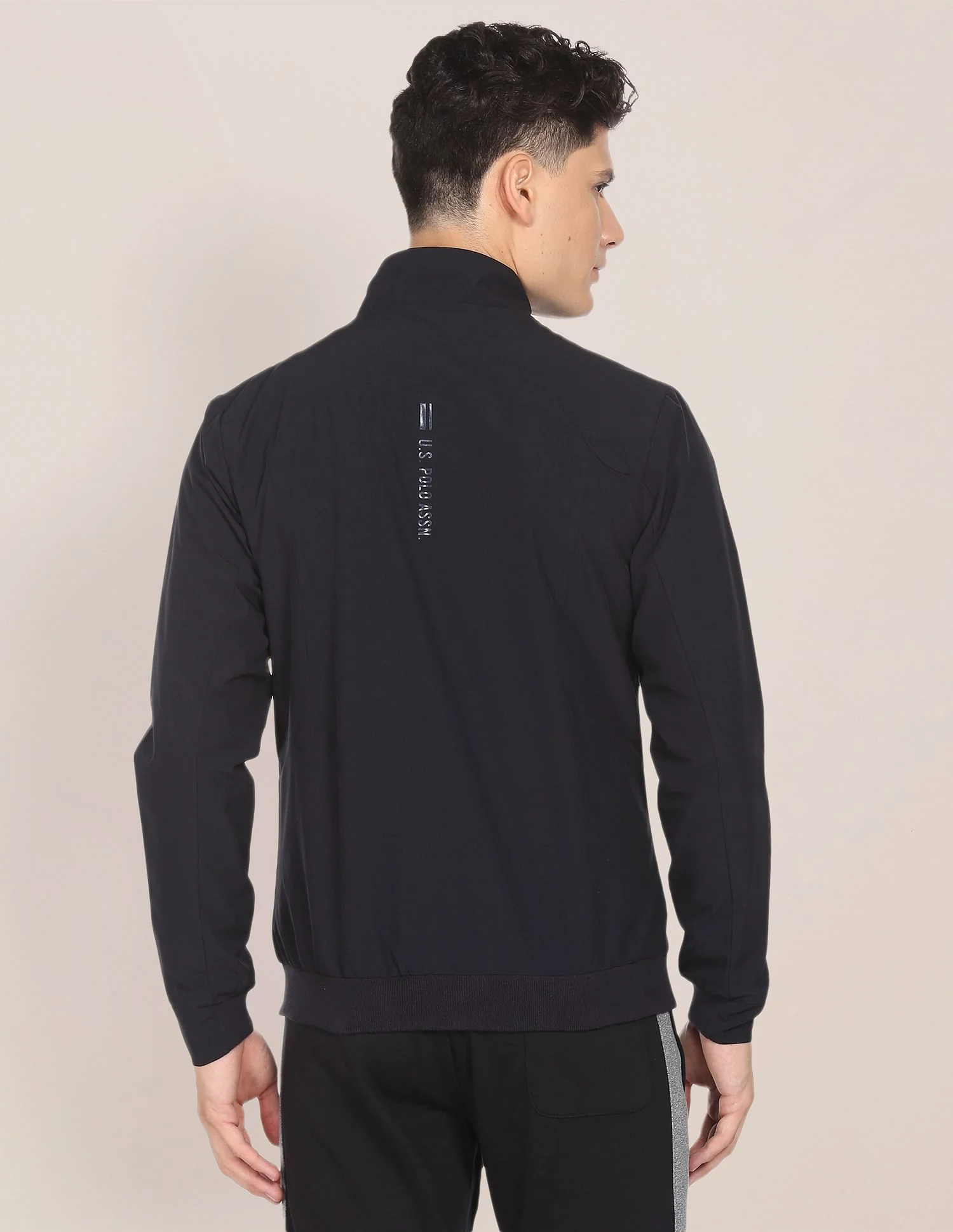 High Neck Solid Panelled Bomber Jacket - Image 5