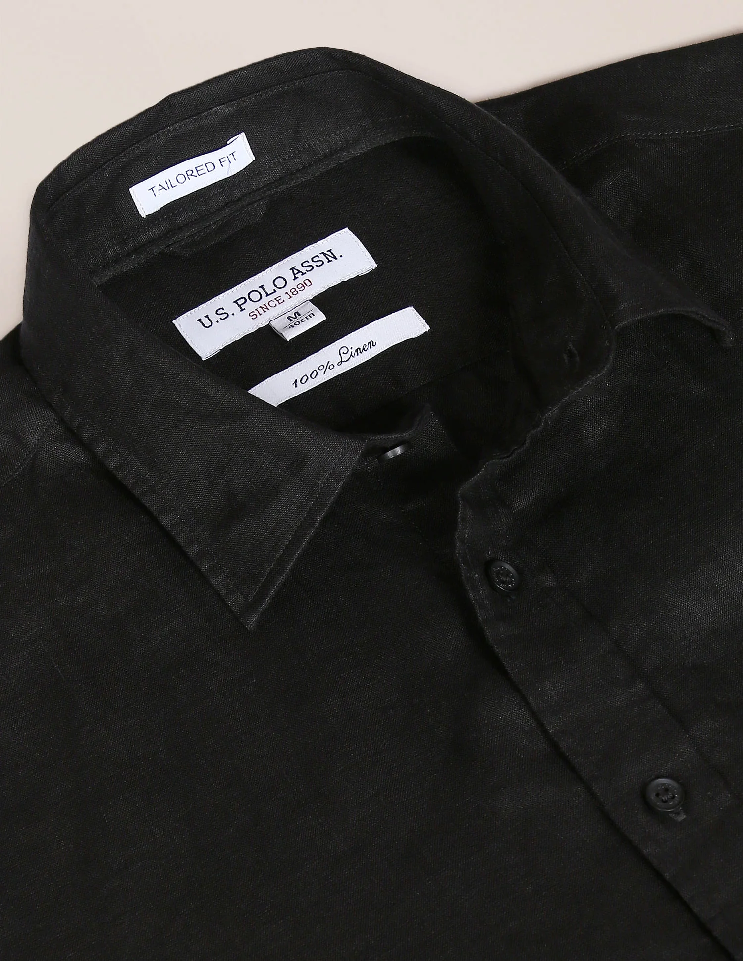 Men Black Linen Solid Casual Shirt - Image 2