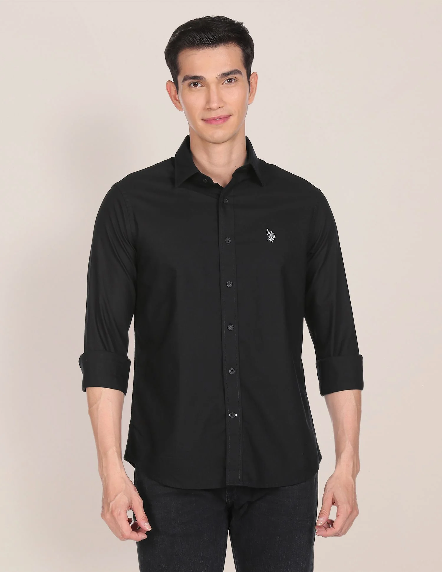 Men Black Premium Cotton Solid Casual Shirt - Image 5