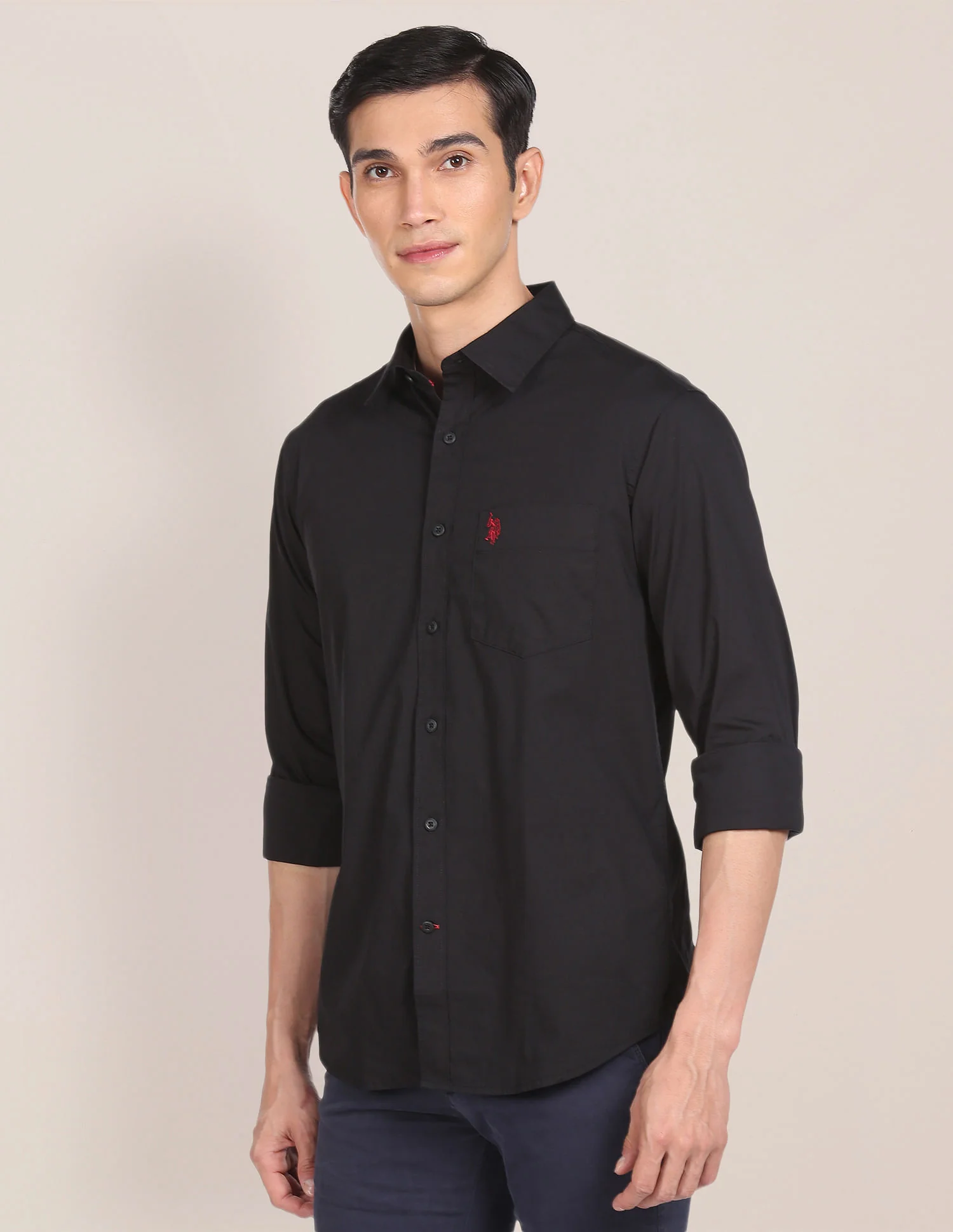 Men Black Slim Fit Solid Casual Shirt - Image 4