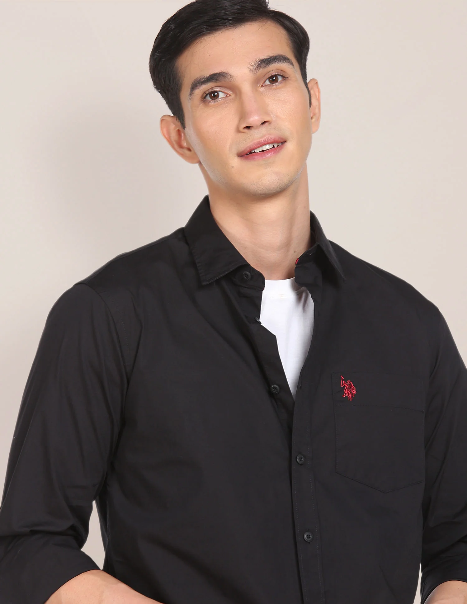 Men Black Slim Fit Solid Casual Shirt - Image 6