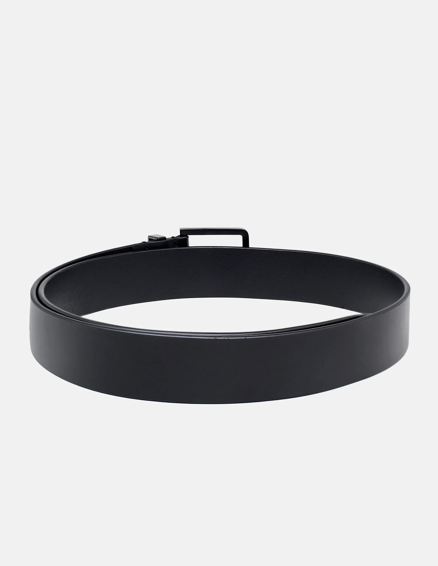 Men Black Trento Solid Leather Belt - Image 2