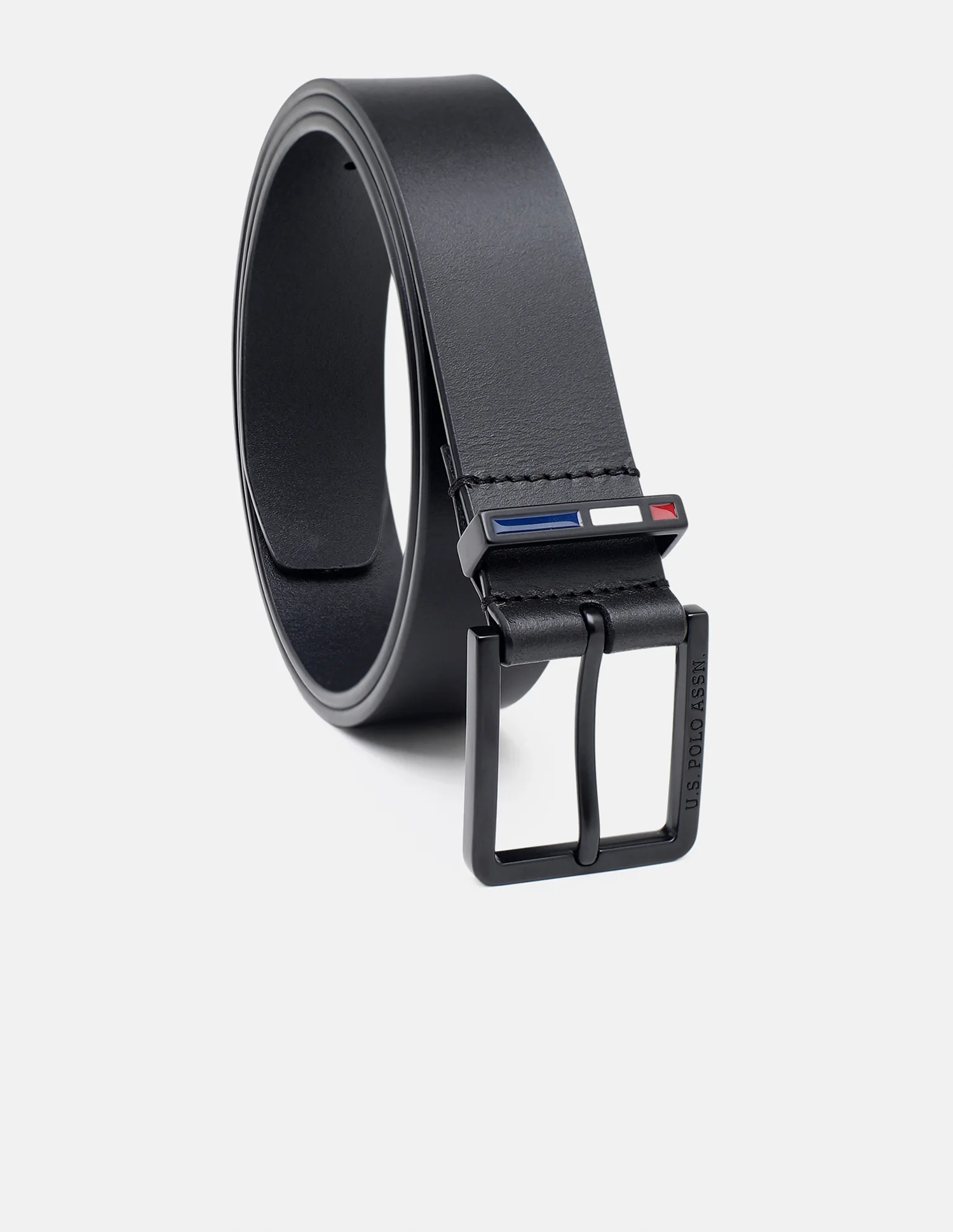 Men Black Trento Solid Leather Belt - Image 3