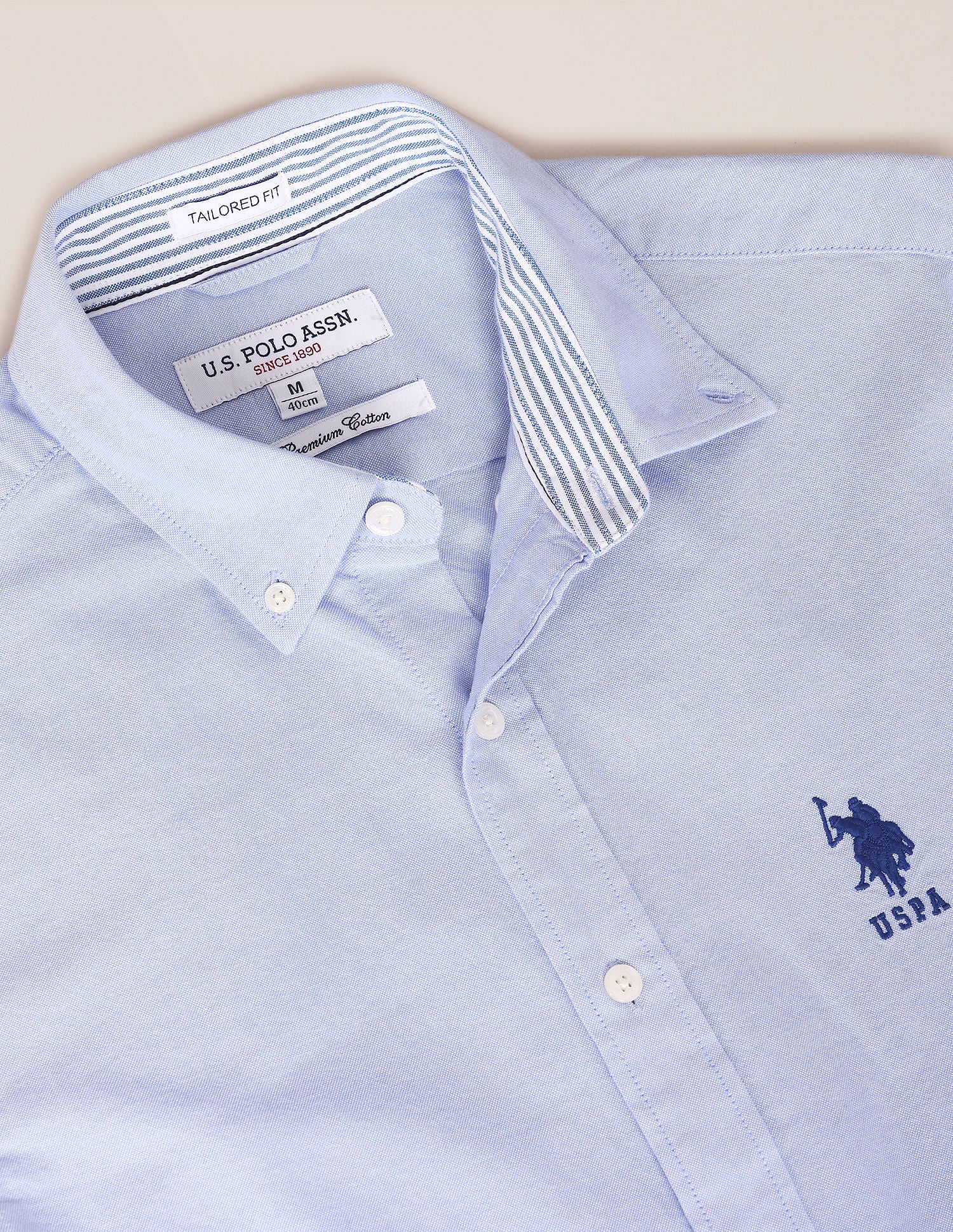 Men Blue Button Down Collar Cotton Solid Formal Shirt - Image 2