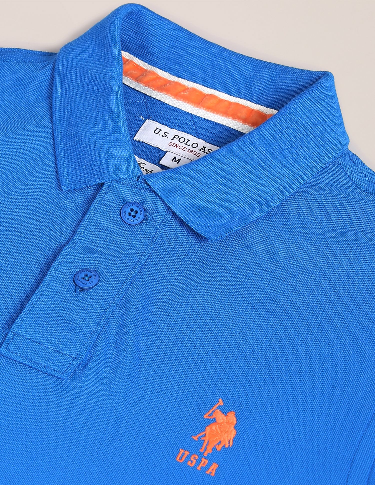 Ribbed Collar Solid Polo Shirt - Image 2