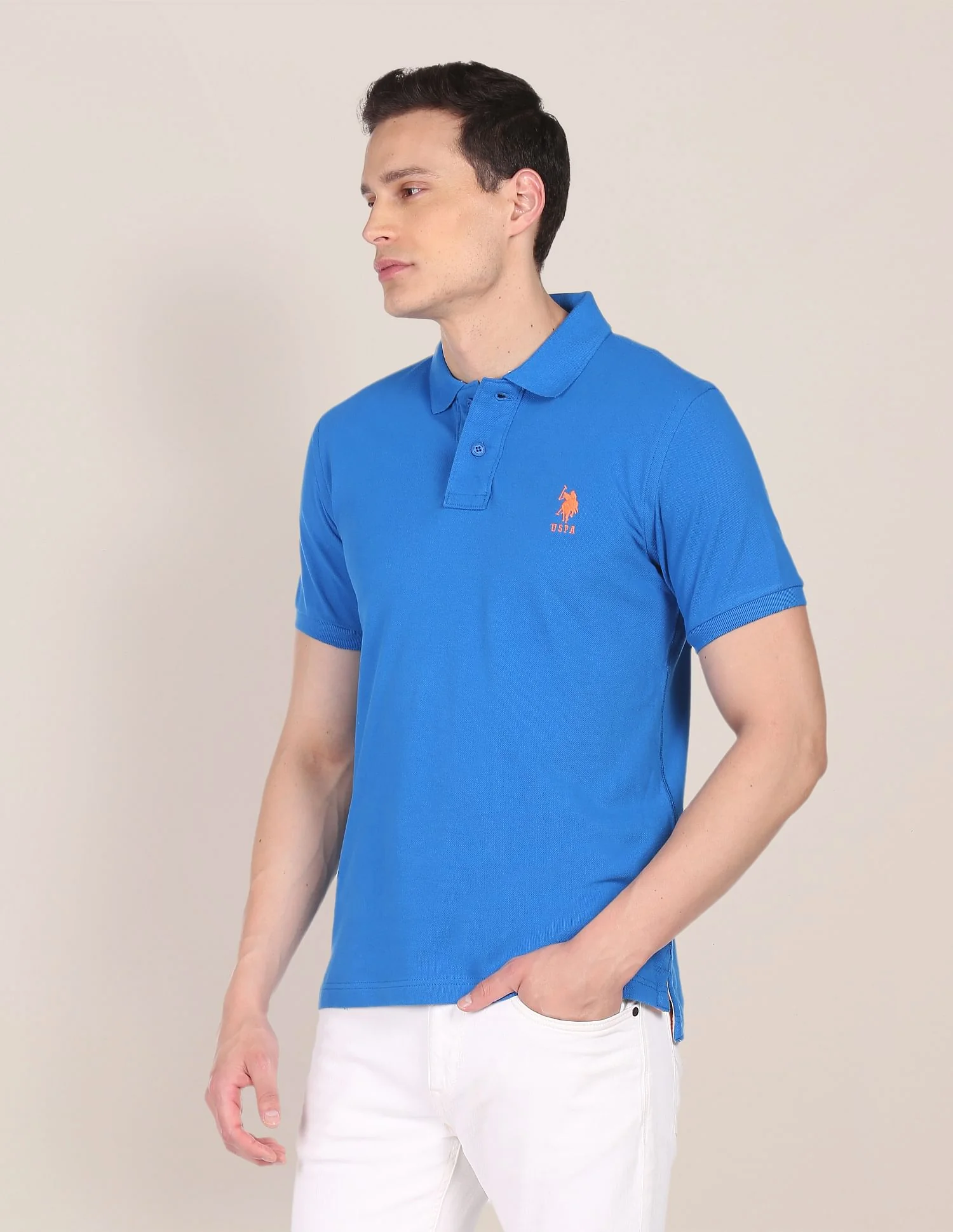 Ribbed Collar Solid Polo Shirt - Image 4