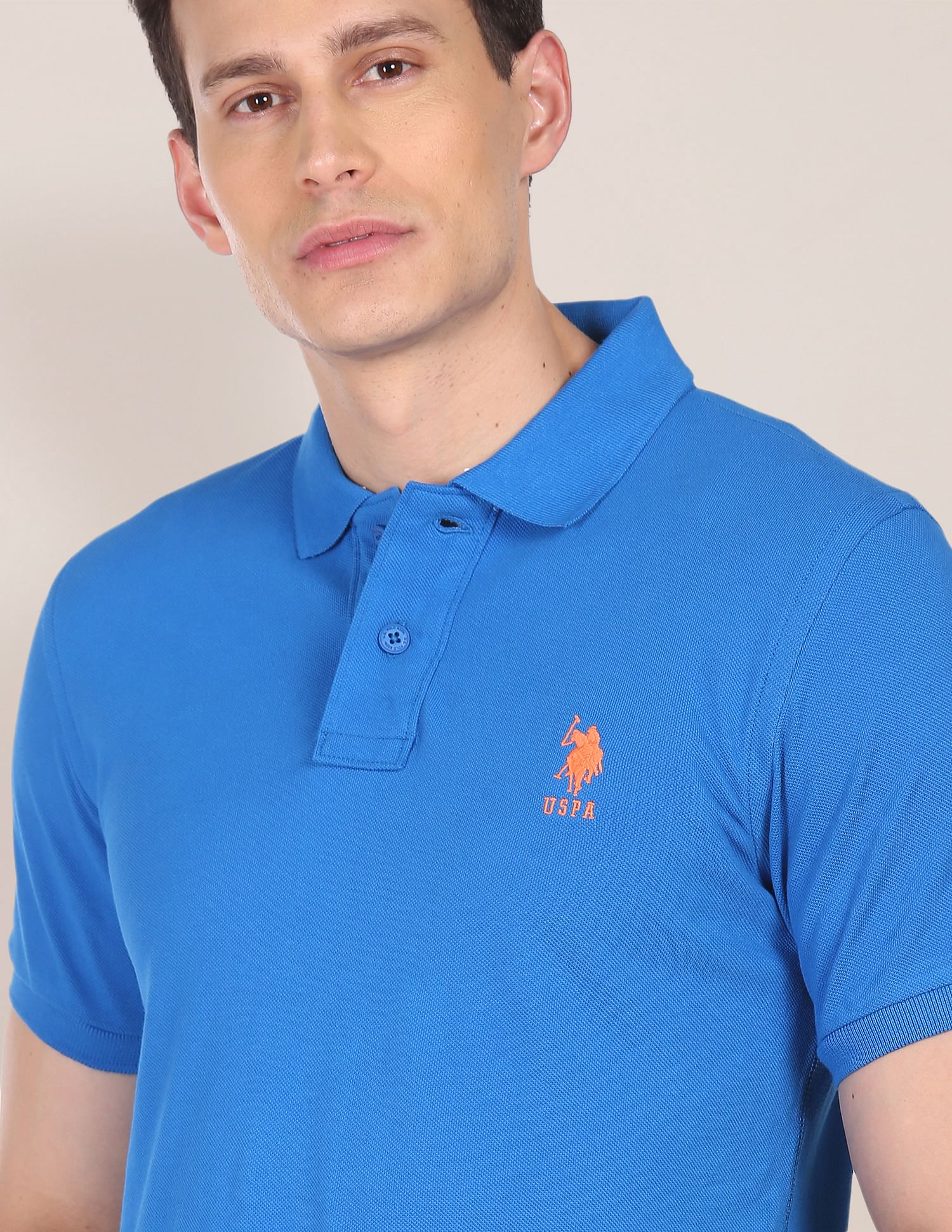 Ribbed Collar Solid Polo Shirt - Image 6