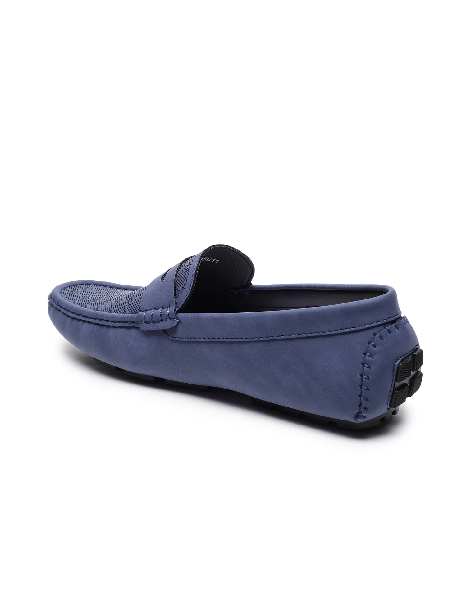 Men Blue Penny Strap Debossed Logo Asvalt Loafers - Image 2