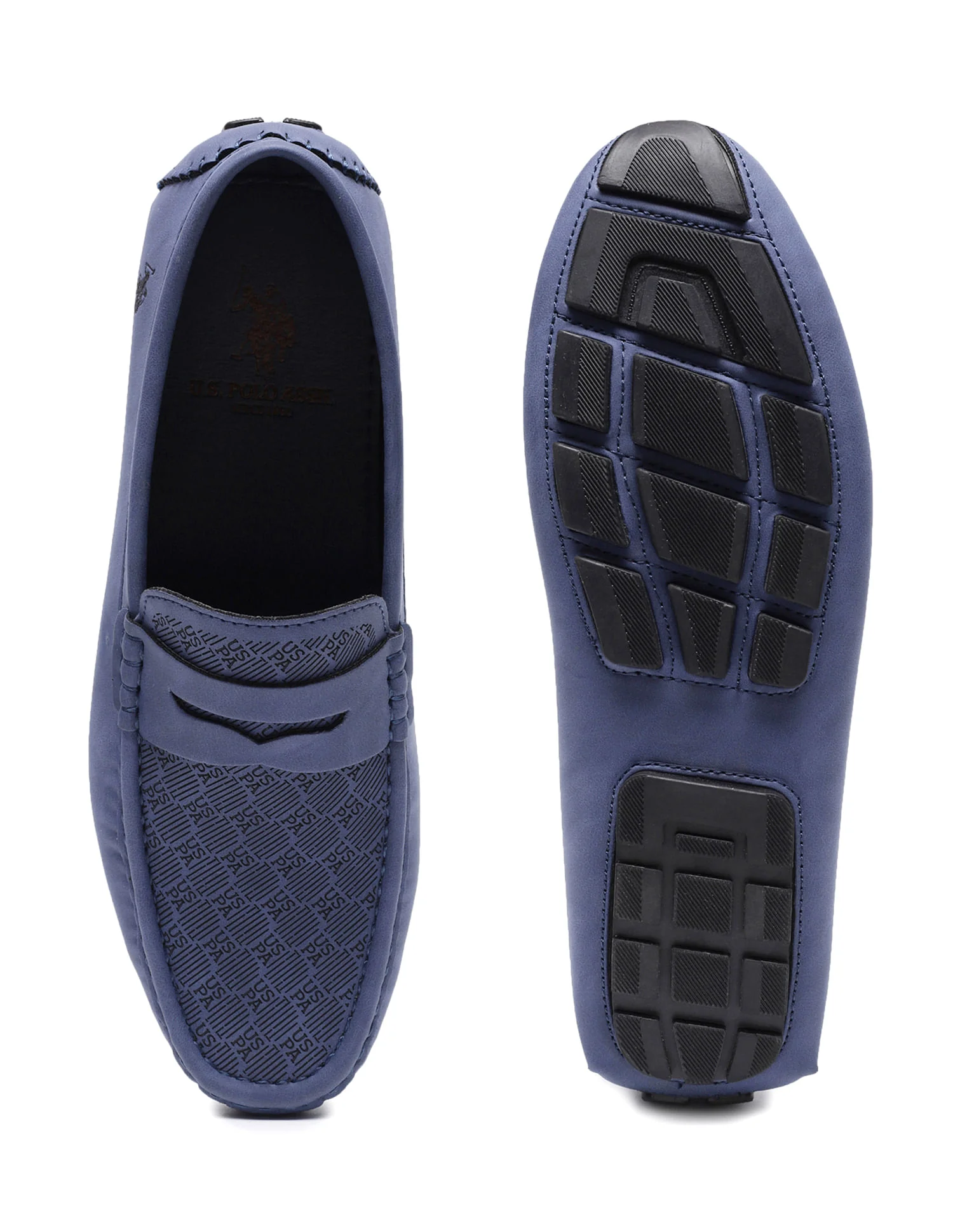 Men Blue Penny Strap Debossed Logo Asvalt Loafers - Image 4